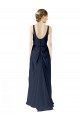 Online Dunkelmarine A-Linien Scoop Chiffon Lange Brautjungfernkleider