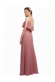 Online Dunkelmarine A-Linien Spaghetti-Träger Scoop Chiffon Lange Brautjungfernkleider