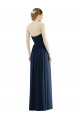 Online Dunkelmarine A-Linien Trägerlos Chiffon Lange Formale Brautjungfernkleider / Abendkleider