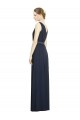Online Dunkelmarine A-Linien V-Ausschnitt Chiffon Lange Brautjungfernkleider