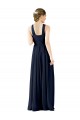 Online Dunkelmarine A-Linien V-Ausschnitt Chiffon Lange Brautjungfernkleider