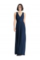 Online Dunkelmarine A-Linien V-Ausschnitt Chiffon Lange Brautjungfernkleider