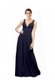 Online Dunkelmarine A-Linien V-Ausschnitt Chiffon Lange Brautjungfernkleider