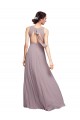 Online Dunkelmarine A-Linien V-Ausschnitt Chiffon Lange Brautjungfernkleider