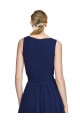 Online Dunkelmarine A-Linien V-Ausschnitt Chiffon Lange Brautjungfernkleider