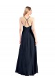 Online Dunkelmarine A-Linien V-Ausschnitt Chiffon Lange Brautjungfernkleider / Abiballkleider