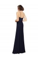 Online Dunkelmarine Etui Scoop Chiffon Lange Brautjungfernkleider