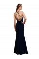 Online Dunkelmarine Meerjungfrau Neckholder Chiffon Lange Brautjungfernkleider