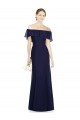 Online Dunkelmarine Trompete Off-Schulter Chiffon Lange Brautjungfernkleider
