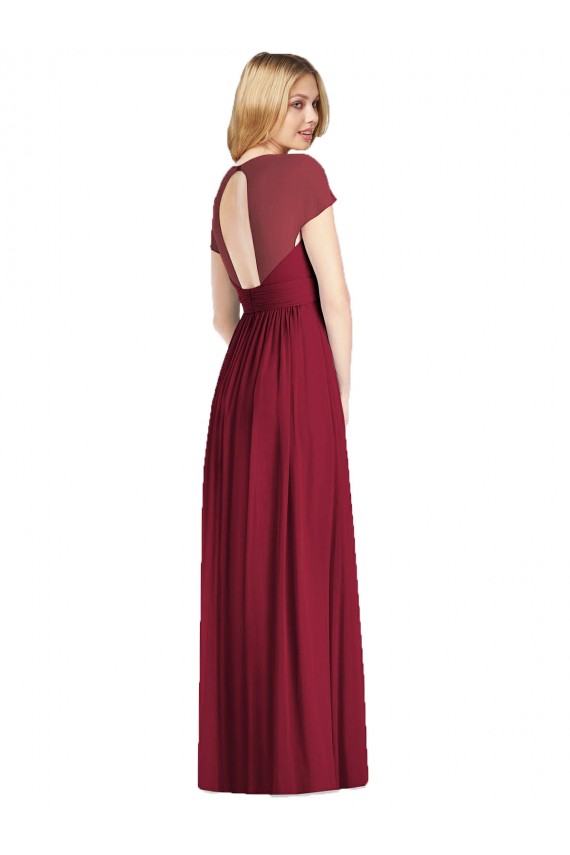 Online Dunkelmarine Trompete V-Ausschnitt Chiffon Lange Brautjungfernkleider