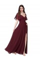 Online Dunkler Burgunder A-Linien Chiffon Lange Brautjungfernkleider