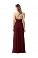 Online Dunkler Burgunder A-Linien Neckholder Stehkragen Ausschnitt Chiffon Lange Brautjungfernkleider