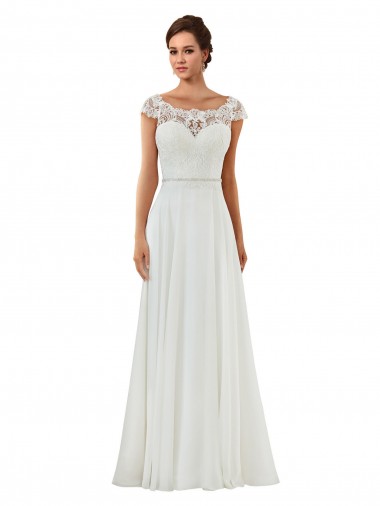 Online Elfenbein A-Linien Kapelle-schleppe Chiffon Klassisch Brautkleider