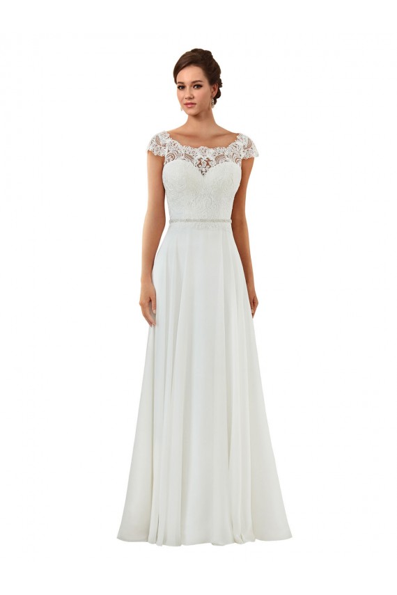 Online Elfenbein A-Linien Kapelle-schleppe Chiffon Klassisch Brautkleider