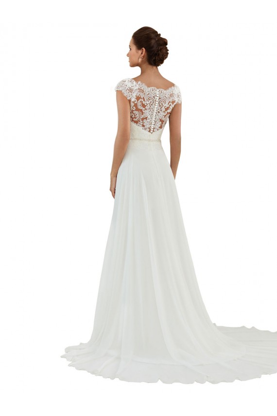 Online Elfenbein A-Linien Kapelle-schleppe Chiffon Klassisch Brautkleider