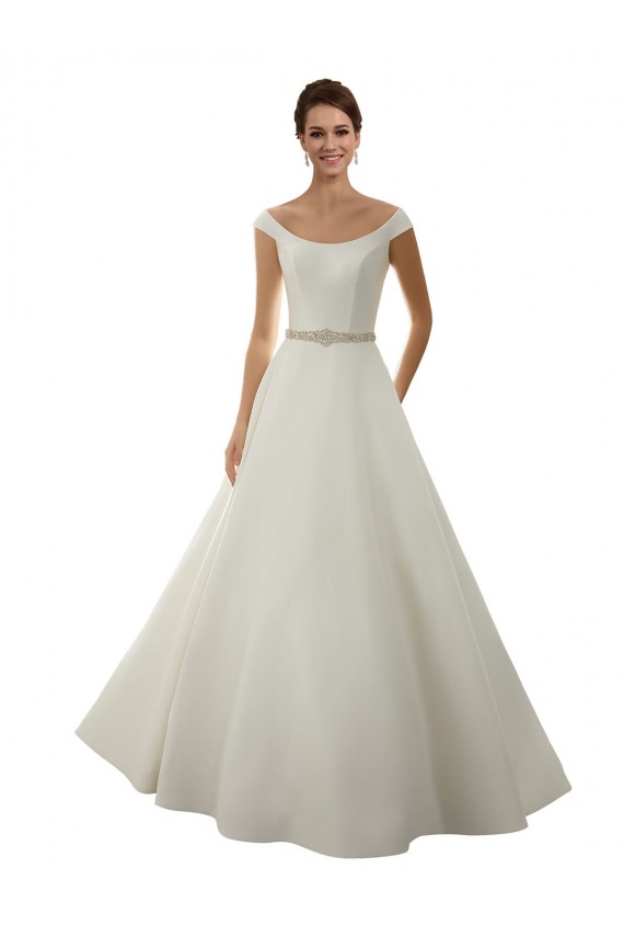 Online Elfenbein A-Linien Off-Schulter Kapelle-schleppe Satin Klassisch Brautkleider