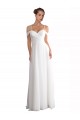 Online Elfenbein A-Linien Off-Schulter Sweep Zug Chiffon Strand Brautkleider
