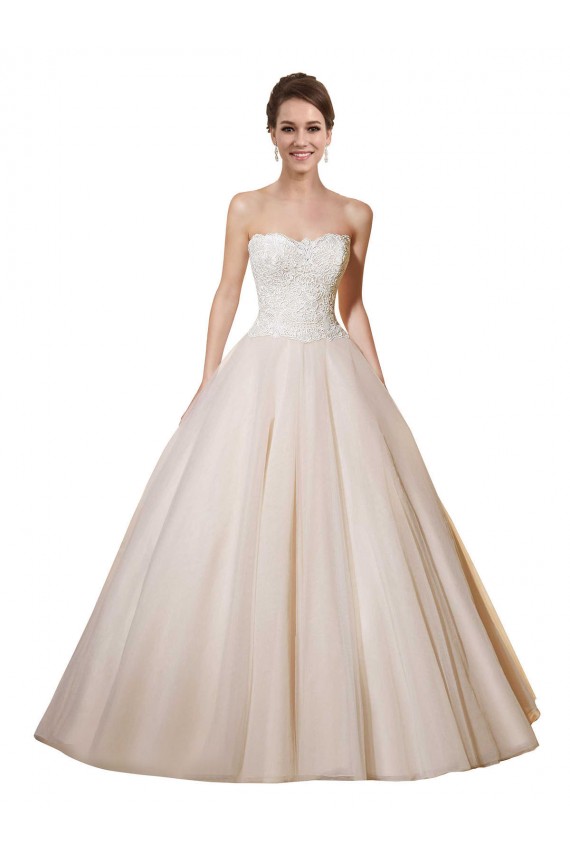Online Elfenbein & Champagner Prinzessin Kapelle-schleppe Tüll Spitze Brautkleider