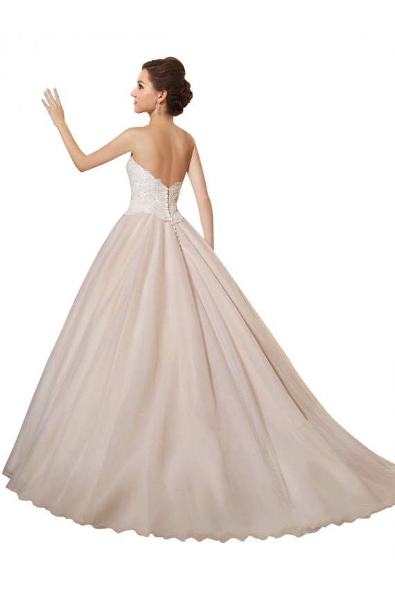 Online Elfenbein & Champagner Prinzessin Kapelle-schleppe Tüll Spitze Brautkleider