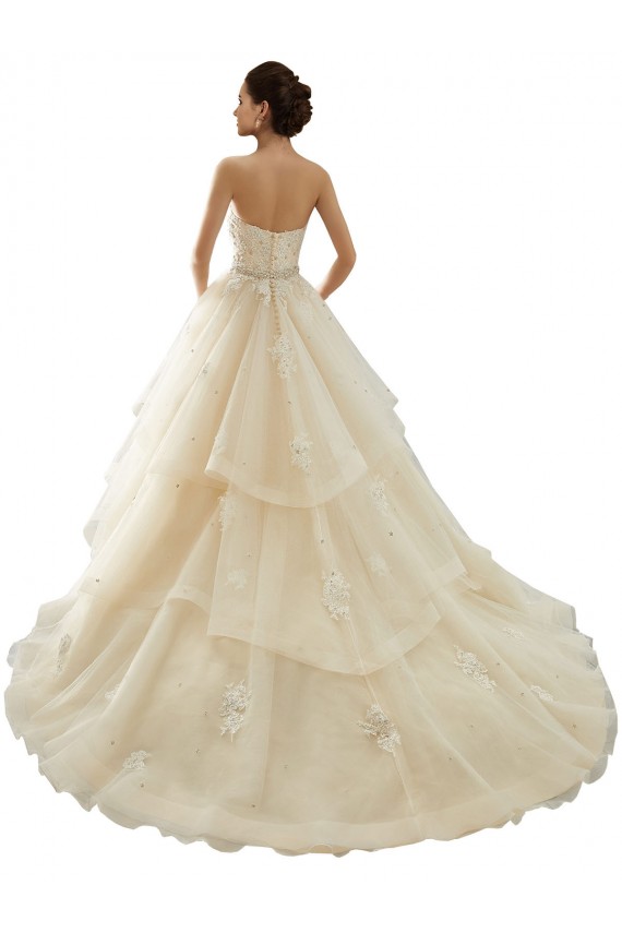 Online Elfenbein & Champagner Prinzessin Kapelle-schleppe Tüll Spitze Brautkleider