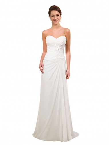 Online Elfenbein Etui Kapelle-schleppe Chiffon Brautkleider