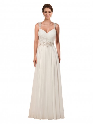 Online Elfenbein Etui Kapelle-schleppe Chiffon Brautkleider