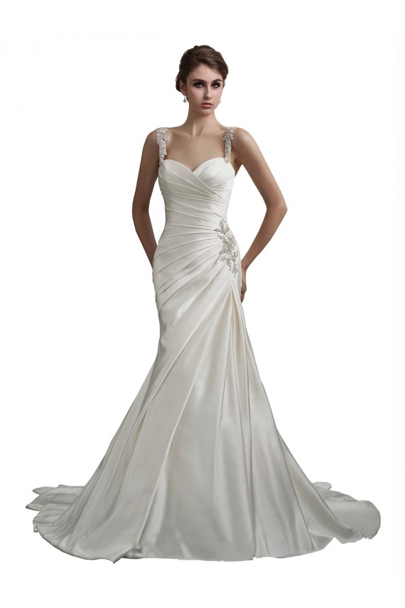Online Elfenbein Meerjungfrau Kapelle-schleppe Satin Strand Brautkleider