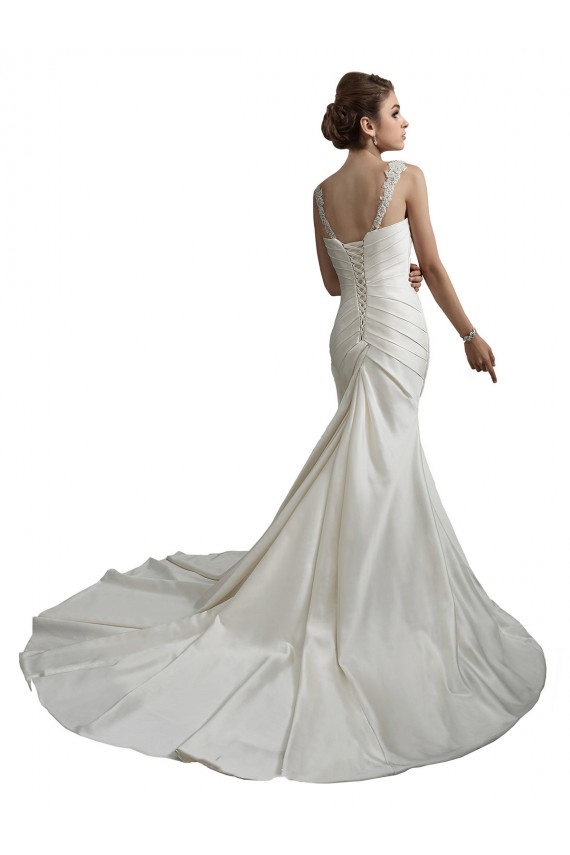 Online Elfenbein Meerjungfrau Kapelle-schleppe Satin Strand Brautkleider
