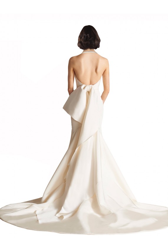 Online Elfenbein Meerjungfrau Neckholder Kapelle-schleppe Satin Strand Brautkleider