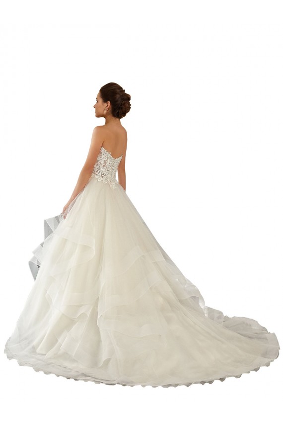 Online Elfenbein Prinzessin Kapelle-schleppe Satin Tüll Spitze Brautkleider