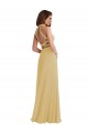 Online Gold A-Linien Neckholder Chiffon Lange Brautjungfernkleider