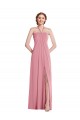 Online Hautrosa A-Linien Neckholder Chiffon Lange Brautjungfernkleider