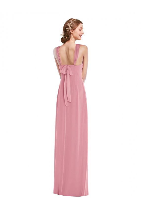 Online Hautrosa A-Linien Neckholder Chiffon Lange Brautjungfernkleider