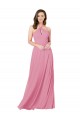 Online Hautrosa A-Linien Neckholder Chiffon Lange Brautjungfernkleider / Abiballkleider