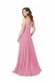 Online Hautrosa A-Linien Neckholder Chiffon Lange Brautjungfernkleider / Abiballkleider