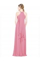 Online Hautrosa A-Linien Neckholder V-Ausschnitt Chiffon Lange Brautjungfernkleider