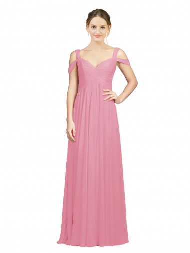 Online Hautrosa A-Linien Off-Schulter Chiffon Lange Brautjungfernkleider