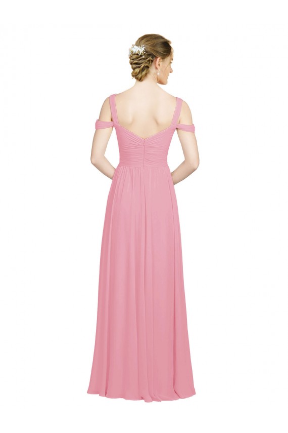 Online Hautrosa A-Linien Off-Schulter Chiffon Lange Brautjungfernkleider