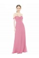 Online Hautrosa A-Linien Off-Schulter Chiffon Lange Brautjungfernkleider