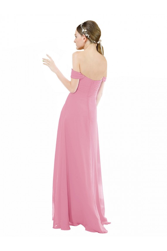 Online Hautrosa A-Linien Off-Schulter Chiffon Lange Brautjungfernkleider