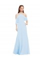 Online Helles Himmelblau A-Linien Neckholder Chiffon Lange Brautjungfernkleider