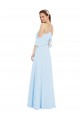 Online Helles Himmelblau A-Linien Neckholder Chiffon Lange Brautjungfernkleider