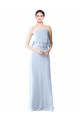 Online Helles Himmelblau A-Linien Neckholder Chiffon Lange Brautjungfernkleider