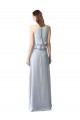Online Helles Himmelblau A-Linien Neckholder Chiffon Lange Brautjungfernkleider