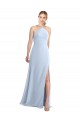 Online Helles Himmelblau A-Linien Neckholder Chiffon Lange Brautjungfernkleider