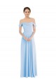 Online Helles Himmelblau A-Linien Off-Schulter Chiffon Lange Formale Brautjungfernkleider / Abendkleider
