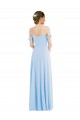 Online Helles Himmelblau A-Linien Off-Schulter Chiffon Lange Formale Brautjungfernkleider / Abendkleider
