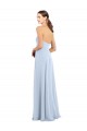 Online Helles Himmelblau A-Linien Trägerlos Chiffon Lange Brautjungfernkleider