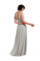 Online Helles Himmelblau A-Linien V-Ausschnitt Chiffon Lange Brautjungfernkleider