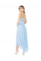 Online Helles Himmelblau A-Linien V-Ausschnitt Midi Chiffon Kurze Brautjungfernkleider / Cocktailkleider / Heimkehr Kleider